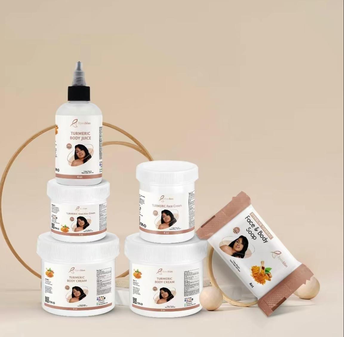 byenblan turmeric cream-Brightening skincare set with 6 products for skin tone,Dark,spoots,and aging reduction moisturizing properties