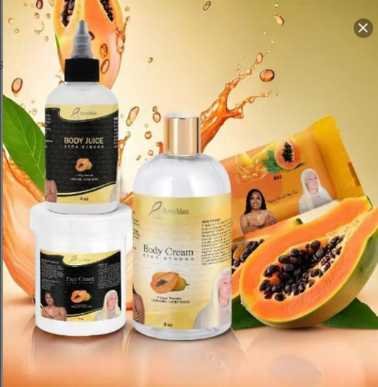 papaya set skin repair body care-skin care products in resealable containers for comfort and cosmetics